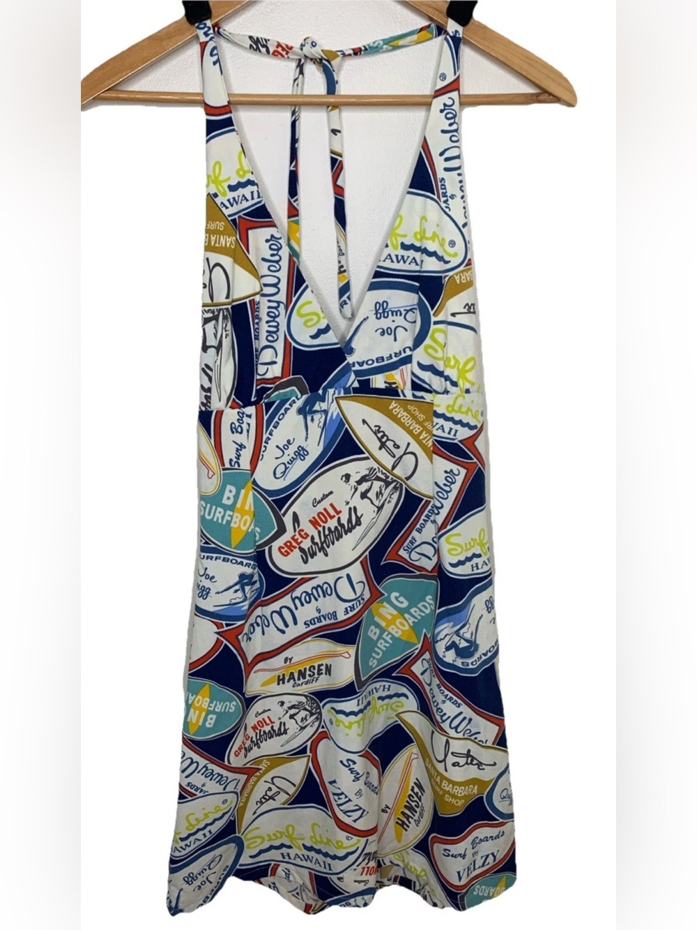 Surf Line Hawaii Short Halter Dress Vintage Surf Board Size Medium Rare Coastal